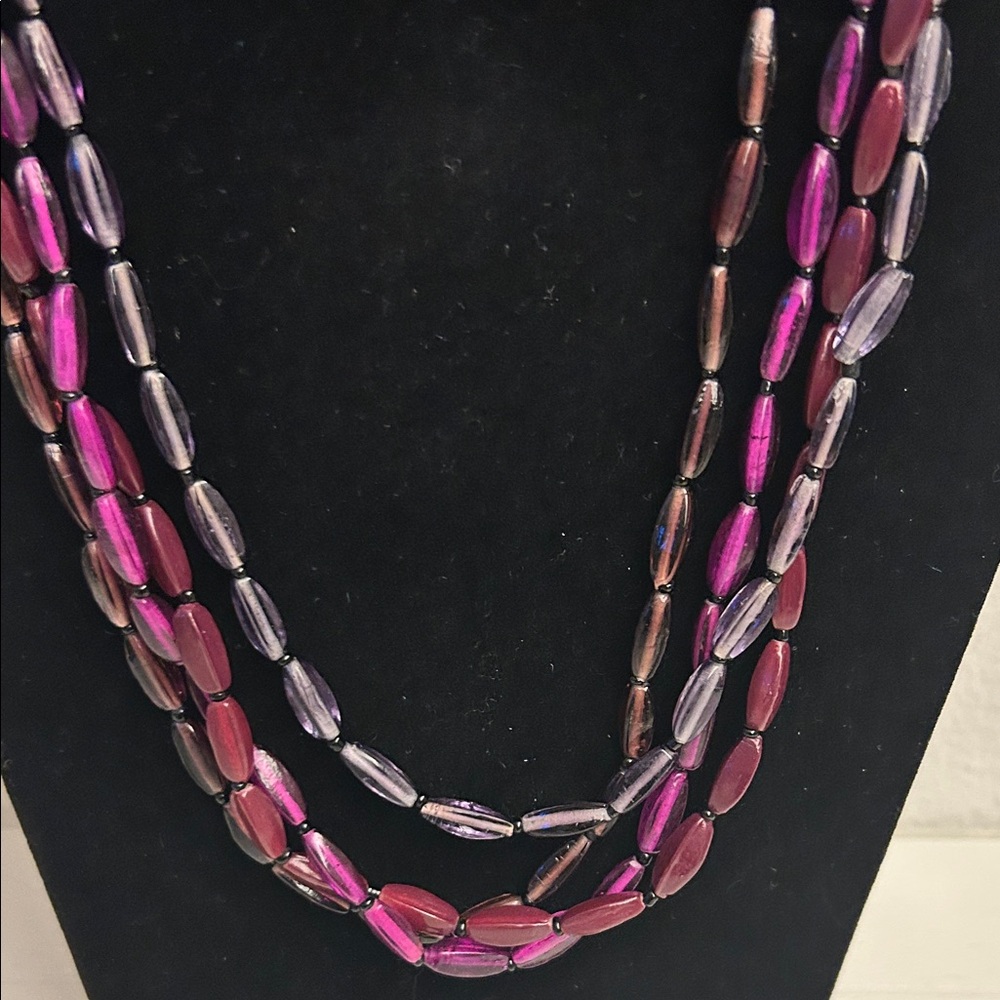 BEADED Purple Necklace - 3 strands.